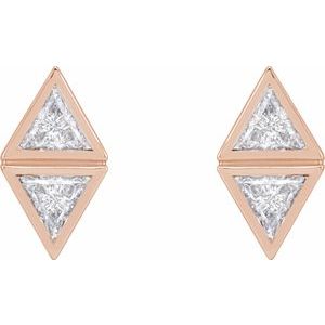 14K Rose Gold 1/4 CTW Natural Diamond Two-Stone Bezel-Set Earrings