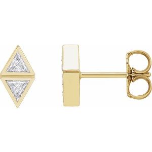 14K Yellow Gold 1/4 CTW Natural Diamond Two-Stone Bezel-Set Earrings