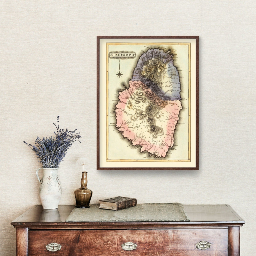 Vintage Map of St Vincent 1823