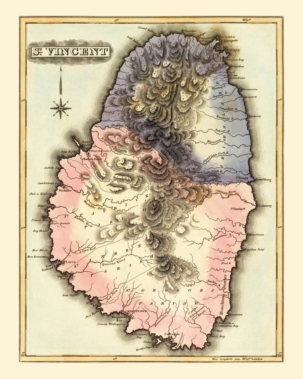 Vintage Map of St Vincent 1823