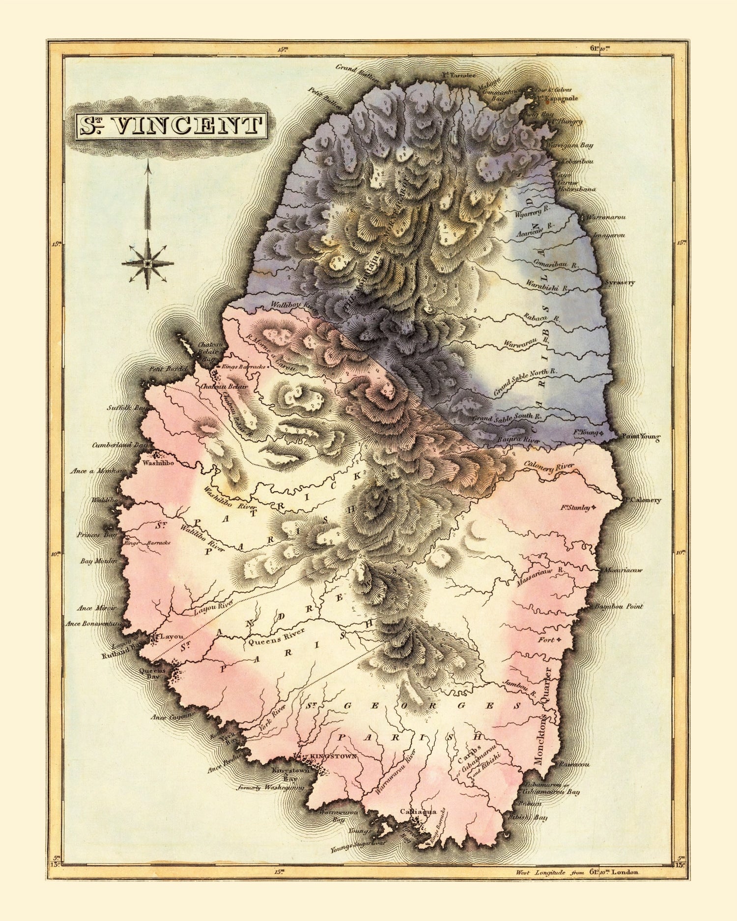 Vintage Map of St Vincent 1823