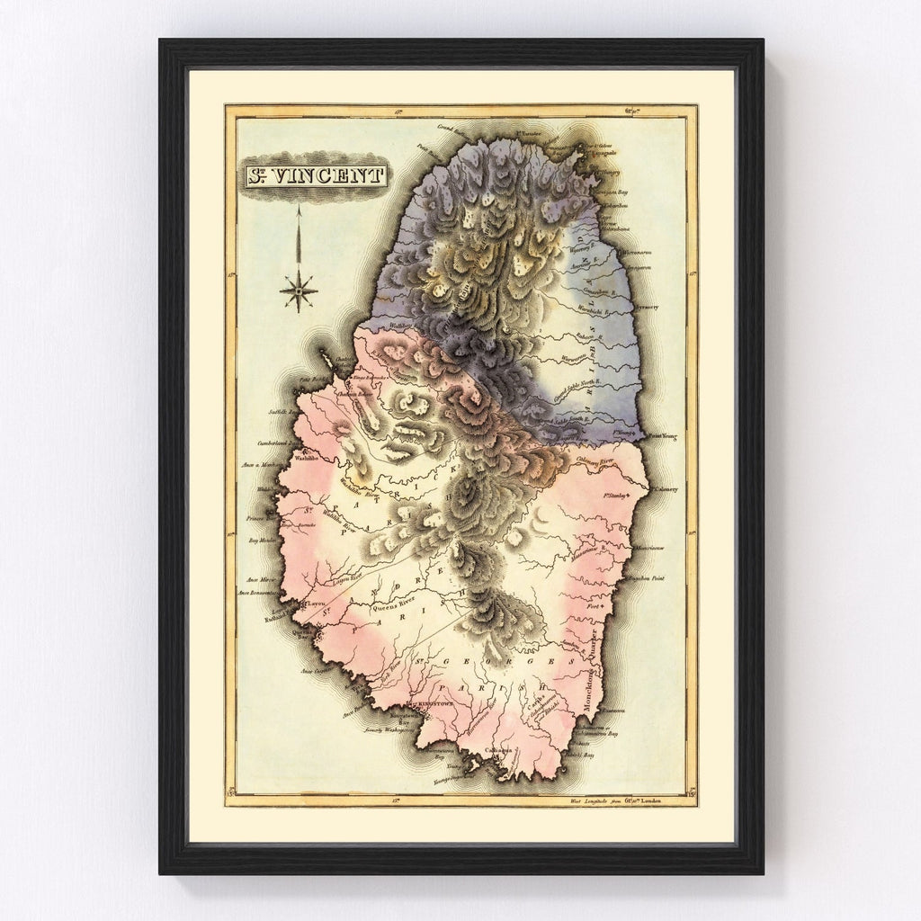 Vintage Map of St Vincent 1823