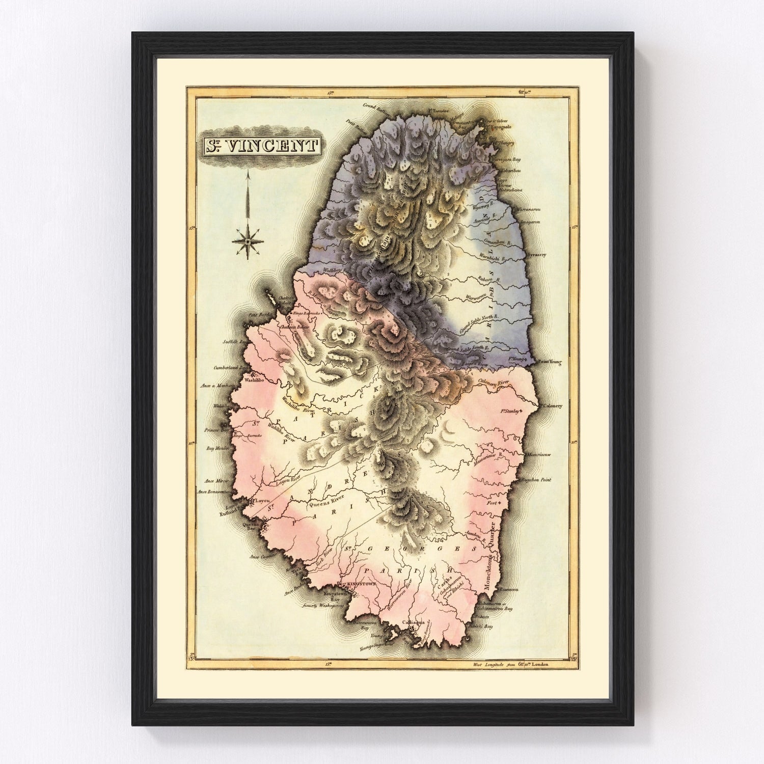 Vintage Map of St Vincent 1823
