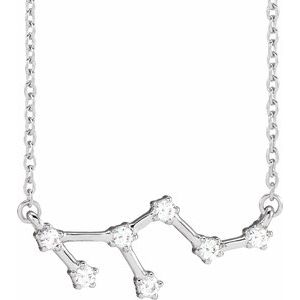 14K White Gold 1/6 CTW Natural Diamond Leo 16-18" Necklace