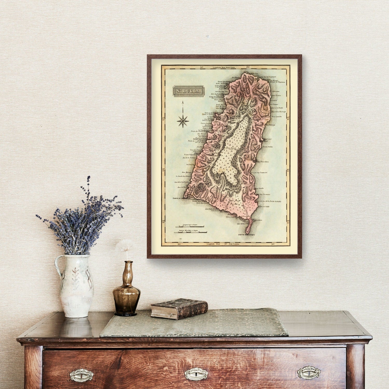 Vintage Map of St Lucia 1823