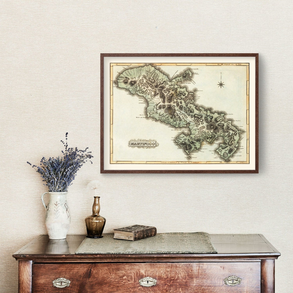 Vintage Map of Martinico, 1823