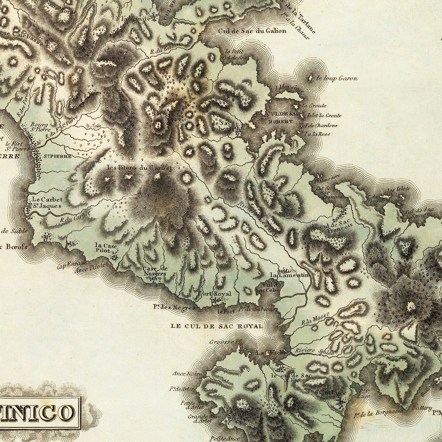 Vintage Map of Martinico, 1823