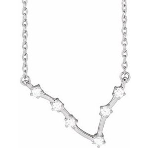 14K White Gold 1/8 CTW Natural Diamond Pisces 16-18" Necklace
