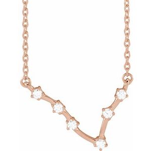 14K Rose Gold 1/8 CTW Natural Diamond Pisces 16-18" Necklace