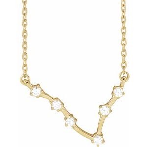 14K Yellow Gold 1/8 CTW Natural Diamond Pisces 16-18" Necklace