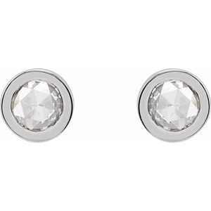 14K White Gold 1/5 CTW Rose-Cut Natural Diamond Bezel-Set Earrings – image 2