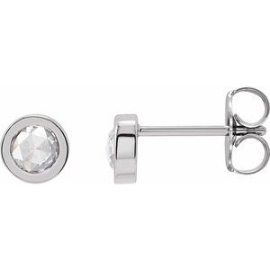 Sterling Silver 3/4 CTW Rose-Cut Natural Diamond Bezel-Set Earrings
