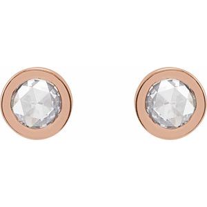 14K Rose Gold 1/3 CTW Rose-Cut Natural Diamond Bezel-Set Earrings – image 2