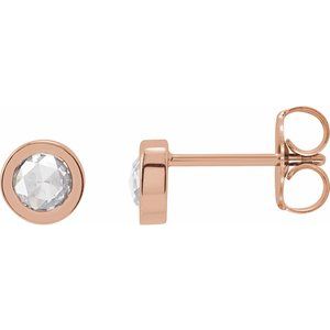 14K Rose Gold 1/3 CTW Rose-Cut Natural Diamond Bezel-Set Earrings