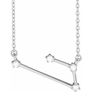 14K White Gold .08 CTW Natural Diamond Aries 16-18" Necklace