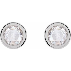 14K White Gold 5/8 CTW Rose-Cut Natural Diamond Bezel-Set Earrings – image 2
