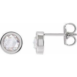 14K White Gold 5/8 CTW Rose-Cut Natural Diamond Bezel-Set Earrings
