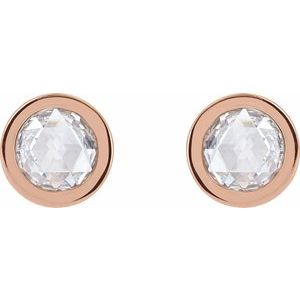 14K Rose Gold Rose-Cut Stuller Lab-Grown Moissanite Bezel-Set Solitaire Earrings – image 2