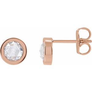 14K Rose Gold Rose-Cut Stuller Lab-Grown Moissanite Bezel-Set Solitaire Earrings