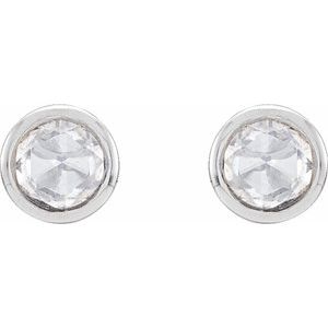 Platinum 1/8 CTW Rose-Cut Natural Diamond Bezel-Set Earrings – image 2