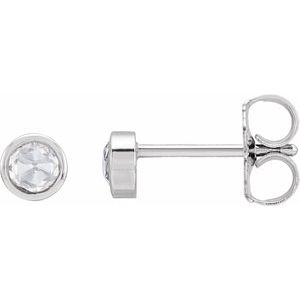Platinum 1/8 CTW Rose-Cut Natural Diamond Bezel-Set Earrings