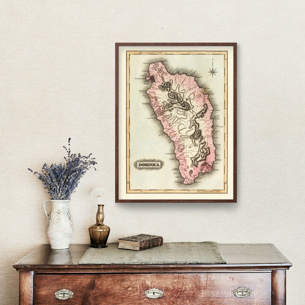 Vintage Map of Dominica, 1823