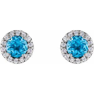 Sterling Silver 4 mm Natural Swiss Blue Topaz & 1/10 CTW Natural Diamond Earrings – image 2