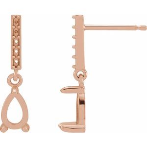 14K Rose Gold 6x4 mm Pear Dangle Earring Mounting