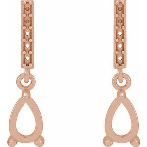 14K Rose Gold 6x4 mm Pear Dangle Earring Mounting – image 2
