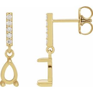 14K Yellow Gold 6x4 mm Pear .08 CTW Natural Diamond Semi-Set Dangle Earrings