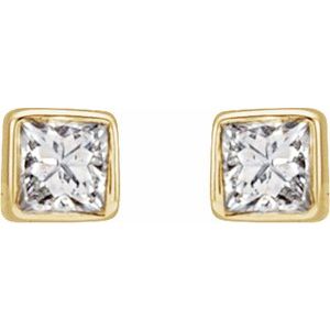 14K Yellow Gold .05 CTW Natural Diamond Bezel-Set Earrings – image 2