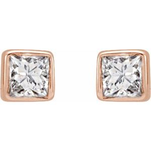 14K Rose Gold .05 CTW Natural Diamond Bezel-Set Earrings – image 2