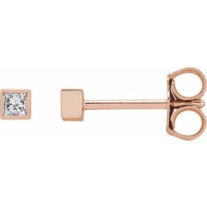 14K Rose Gold .07 CTW Natural Diamond Bezel-Set Earrings