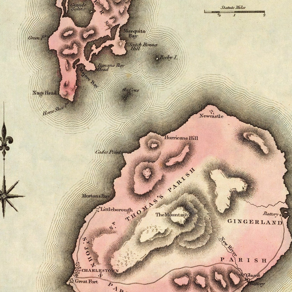 Vintage Map of Nevis, 1823