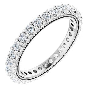 14K White 9/10 CTW Natural Diamond Eternity Band Size 5.5