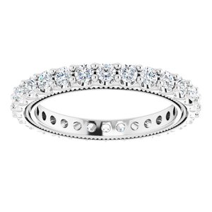 14K White 7/8 CTW Natural Diamond Eternity Band Size 4.5