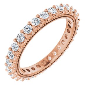 14K Rose 7/8 CTW Natural Diamond Eternity Band Size 4.5