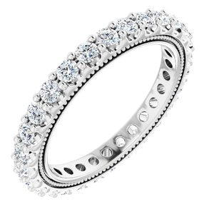 14K White 7/8 CTW Natural Diamond Eternity Band Size 4.5
