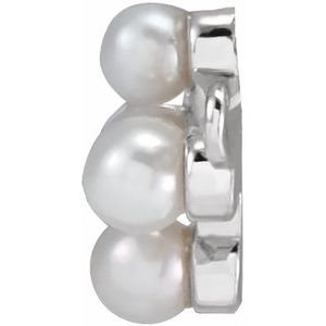Platinum Cultured White Seed Pearl Sideways Cross Necklace Center