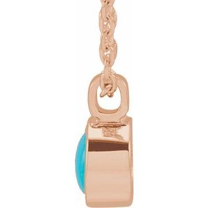 14K Rose Gold Natural Turquoise Bezel-Set 16-18" Necklace