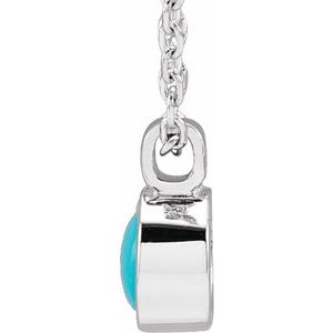 14K White Gold Natural Turquoise Bezel-Set 16-18" Necklace