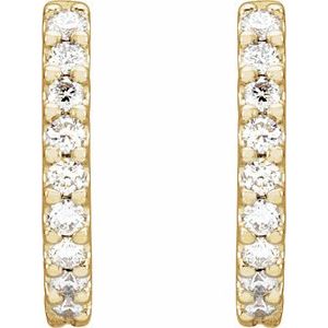 14K Yellow Gold 1/3 CTW Natural Diamond 12.6 mm Hoop Earrings – image 2