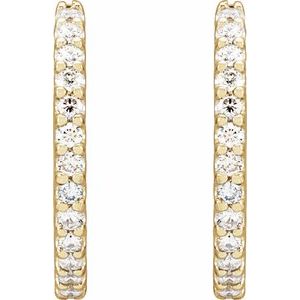 14K Yellow Gold 1/2 CTW Natural Diamond 16 mm Hoop Earrings