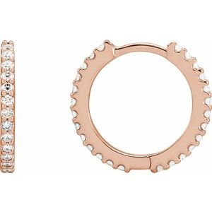 14K Rose Gold 1/2 CTW Natural Diamond 16 mm Hoop Earrings