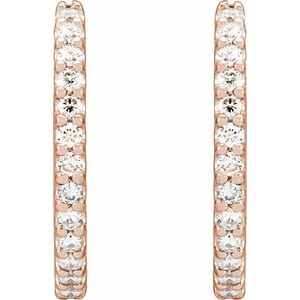 14K Rose Gold 1/2 CTW Natural Diamond 16 mm Hoop Earrings – image 2