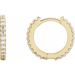 14K Yellow Gold 3/8 CTW Natural Diamond 13.64 mm Hoop Earrings