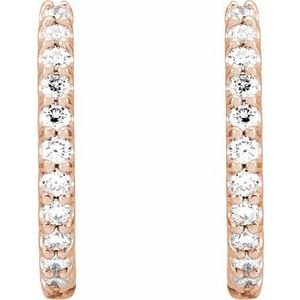 14K Rose Gold 3/8 CTW Natural Diamond 13.64 mm Hoop Earrings