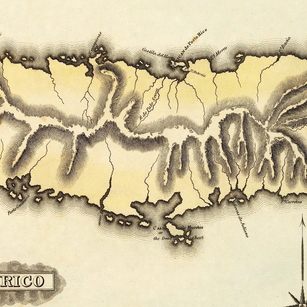 Vintage Map of Puerto Rico, 1823