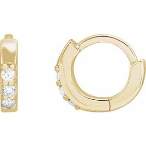 14K Yellow .05 CTW Natural Diamond Hinged 8 mm Hoop Earrings
