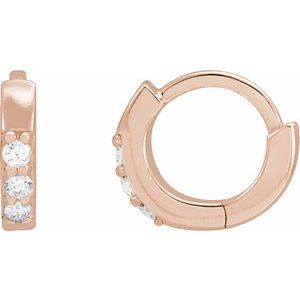 14K Rose Gold .05 CTW Natural Diamond Hinged 8 mm Hoop Earrings